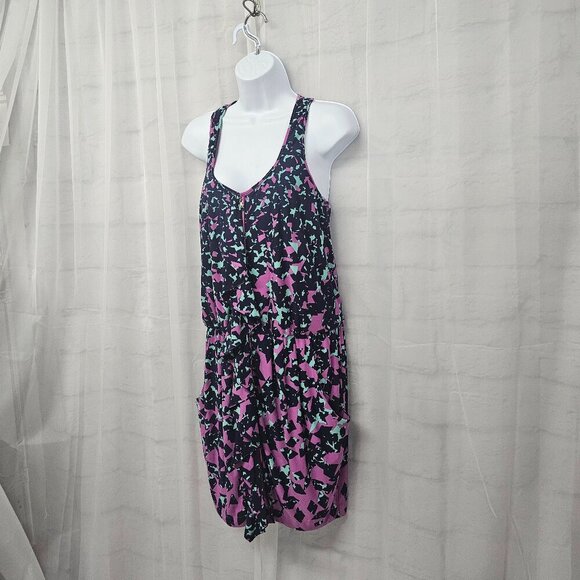 Jessica Simpson Blue Purple Sleeveless Dress Abstract Sporty Ruffle Zip 6 - Picture 8 of 14